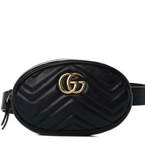 Calfskin Matelasse GG Marmont Belt Bag 34 Black